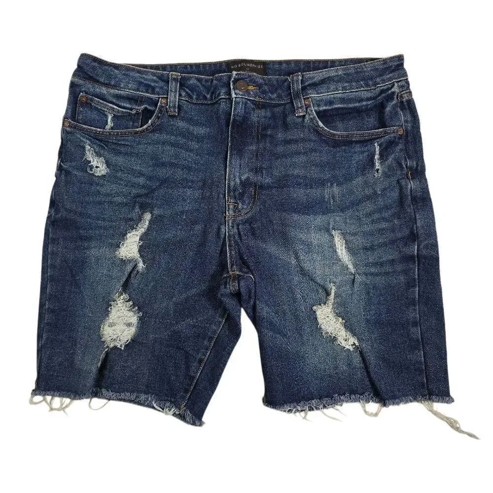 No Boundaries Ripped Dark Blue Jean Shorts Plus Size 40